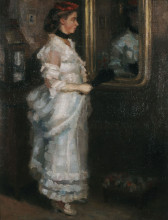 Копия картины "lady in the mirror with a fan" художника "пантазис перикл"