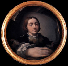 Копия картины "self-portrait in a convex mirror" художника "пармиджанино"