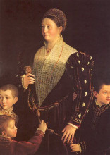 Картина "camilla gonzaga with her three sons" художника "пармиджанино"