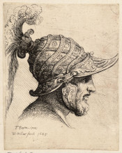 Копия картины "helmet crossed with curved strips and rosettes" художника "пармиджанино"