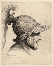 Репродукция картины "helmet crossed with curved strips and rosettes" художника "пармиджанино"