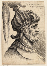 Репродукция картины "helmet with long plume and chin strap" художника "пармиджанино"