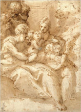 Копия картины "holy family with shepherds and angels" художника "пармиджанино"