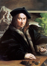 Репродукция картины "portrait of a gentleman wearing a beret" художника "пармиджанино"