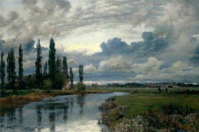 Картина "poplars in the thames valley" художника "парсонс альфред"