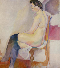 Копия картины "seated nude with black stockings" художника "паскин жюль"