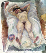 Репродукция картины "woman lying down with her arms raised" художника "паскин жюль"