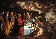 Картина "the supper with christ and the angels" художника "пачеко франсиско"