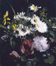 Репродукция картины "flowers against a dark background" художника "пепло сэмюэл"