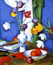Картина "tulips and fruit" художника "пепло сэмюэл"