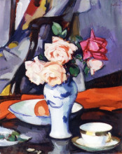 Репродукция картины "roses in a chinese vase" художника "пепло сэмюэл"