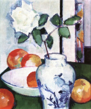 Копия картины "still life. apples and a white rose in an oriental vase" художника "пепло сэмюэл"