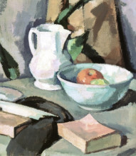 Картина "still life with a jug and a bowl of apples" художника "пепло сэмюэл"