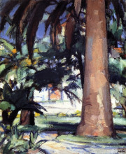 Репродукция картины "palm trees, antibes" художника "пепло сэмюэл"