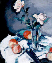 Картина "still life, roses and apples" художника "пепло сэмюэл"