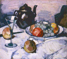 Копия картины "still life, teapot and fruit" художника "пепло сэмюэл"