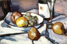 Репродукция картины "still life with pears and grapes" художника "пепло сэмюэл"