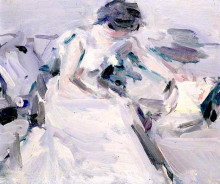 Репродукция картины "lady in a white dress" художника "пепло сэмюэл"