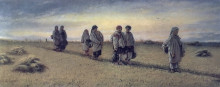 Копия картины "возвращение жниц с поля в рязанской губернии" художника "перов василий"