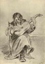 Репродукция картины "гитарист-бобыль" художника "перов василий"
