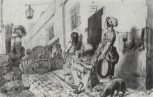 Репродукция картины "похороны в бедном квартале парижа" художника "перов василий"