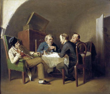 Репродукция картины "разговор за круглым столом" художника "перов василий"