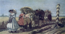 Репродукция картины "путешествие квартального с семейством на богомолье. эскиз" художника "перов василий"