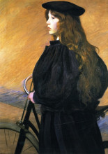 Репродукция картины "young bicyclist" художника "перри лила кэбот"