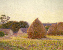 Репродукция картины "haystacks, giverny" художника "перри лила кэбот"