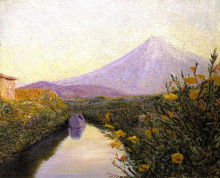 Репродукция картины "fuji from the canal, iwabuchi" художника "перри лила кэбот"
