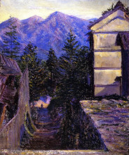 Репродукция картины "mountain village, japan" художника "перри лила кэбот"