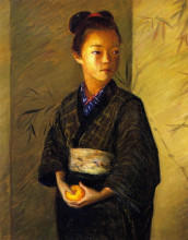 Копия картины "portrait of a young girl with an orange" художника "перри лила кэбот"