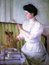 Репродукция картины "lady at the tea table" художника "перри лила кэбот"