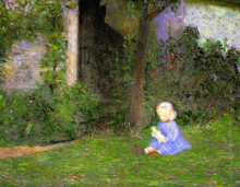 Репродукция картины "child in a walled garden, giverny" художника "перри лила кэбот"
