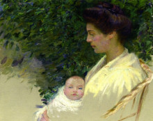 Репродукция картины "mother and baby (alice grew and anita)" художника "перри лила кэбот"