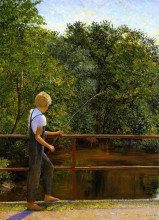 Копия картины "boy fishing" художника "перри лила кэбот"