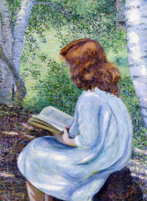 Копия картины "child with red hair reading" художника "перри лила кэбот"