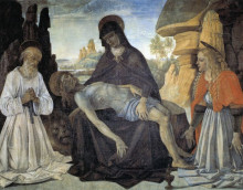 Репродукция картины "пьета со св. иеронимом и св. марией магдалиной" художника "перуджино пьетро"
