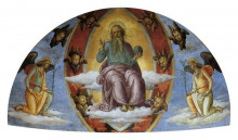 Репродукция картины "господь во славе с ангелами, благовещение" художника "перуджино пьетро"