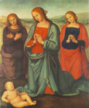 Копия картины "мадонна со святыми поклоняются младенцу" художника "перуджино пьетро"