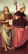 Картина "алтарь св. августина - сцена со св. иоанном и св.августином" художника "перуджино пьетро"