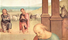Копия картины "алтарь св. августина - поклонение пастухов (деталь)" художника "перуджино пьетро"