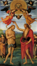 Репродукция картины "алтарь св. августина (крещение христа)" художника "перуджино пьетро"