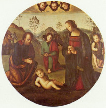 Репродукция картины "рождение христа, тондо" художника "перуджино пьетро"