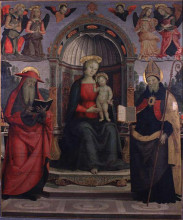 Копия картины "богородица со св. иеронимом и св. августином" художника "перуджино пьетро"
