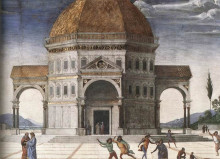 Репродукция картины "христос отдает ключи св. петру (деталь 1)" художника "перуджино пьетро"