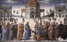 Репродукция картины "христос отдает ключи св. петру " художника "перуджино пьетро"