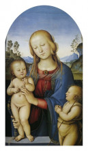 Репродукция картины "мадонна с младенцем и св. иоанн " художника "перуджино пьетро"