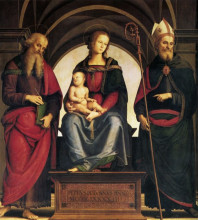 Картина "мадонна на троне с младенцем между св. иоанном и св.августином" художника "перуджино пьетро"