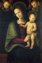 Репродукция картины "мадонна с младенцем и два херувима" художника "перуджино пьетро"